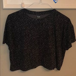 black and purple cheetah print athletic top